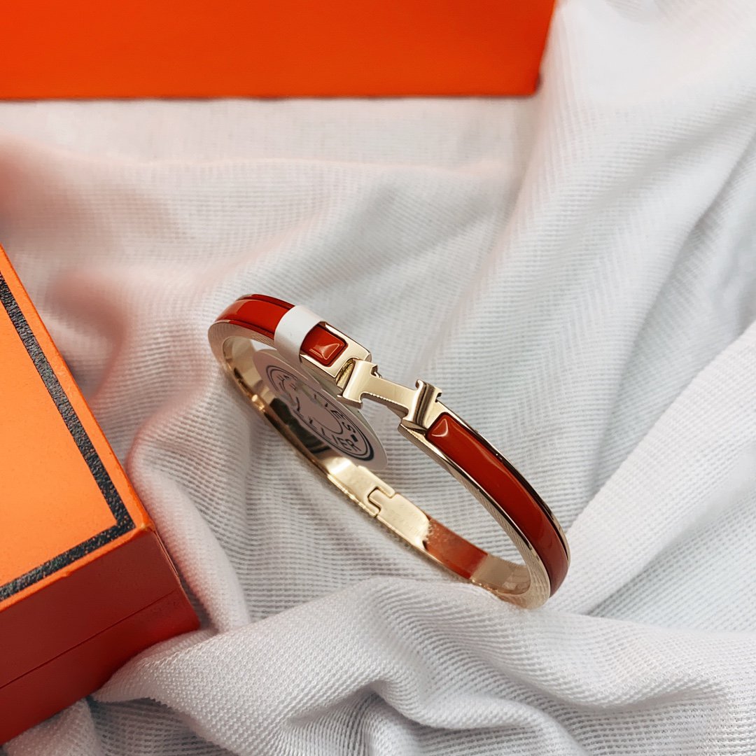 [Vellora-Opalyn]CLASSIC HM CLIC RED 8MM ENAMEL BRACELET