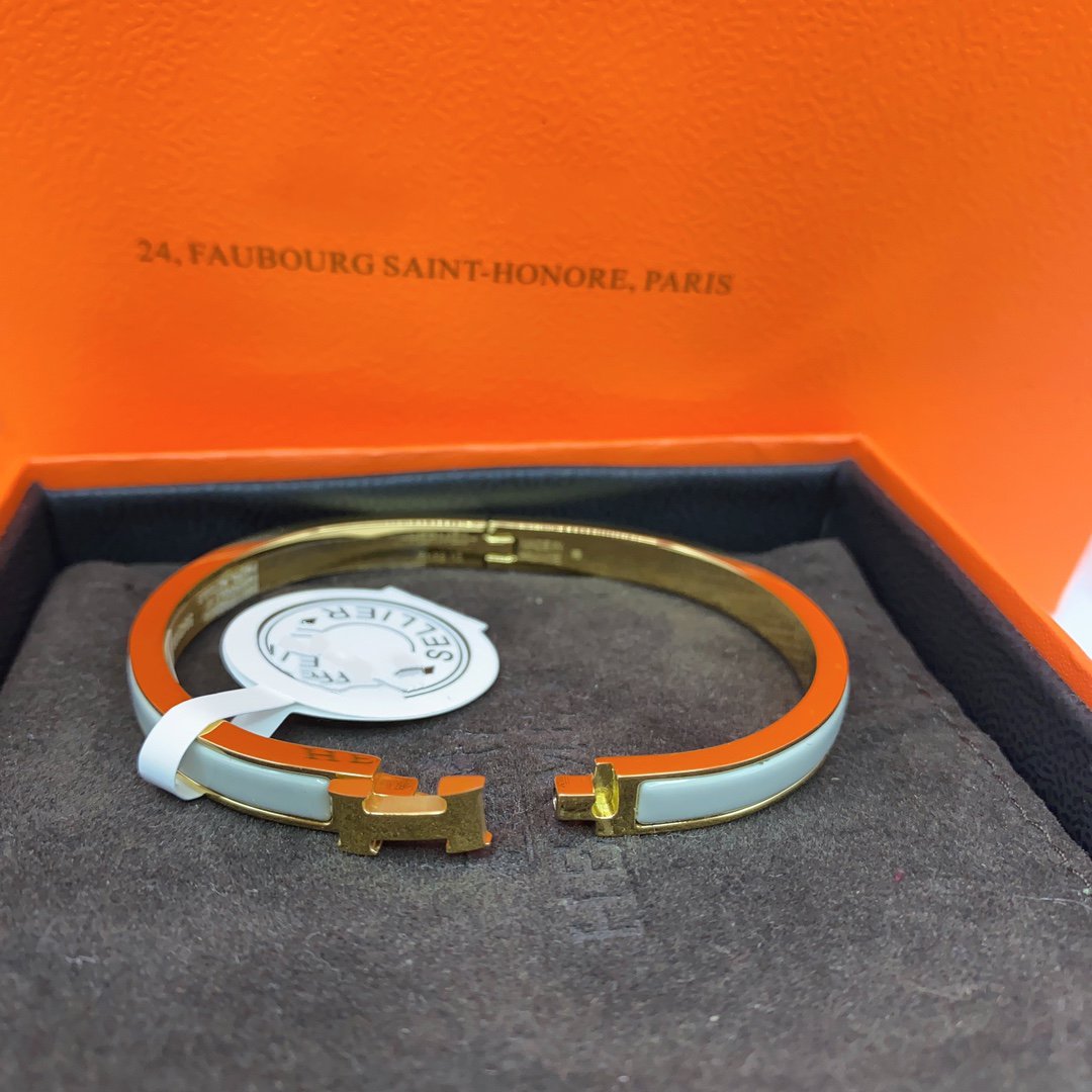 [Vellora-Opalyn]CLASSIC HM CLIC GREEN 8MM ENAMEL BRACELET