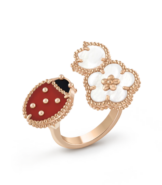 [Vellora-Opalyn]LUCKY 3 MOTIF ROSE GOLD RING