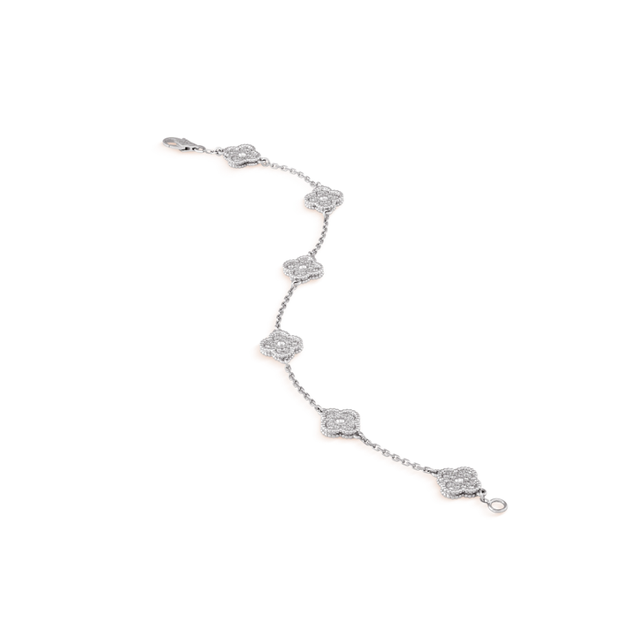 [Vellora-Opalyn]CLOVER 6 MOTIF SILVER DIAMOND BRACELET