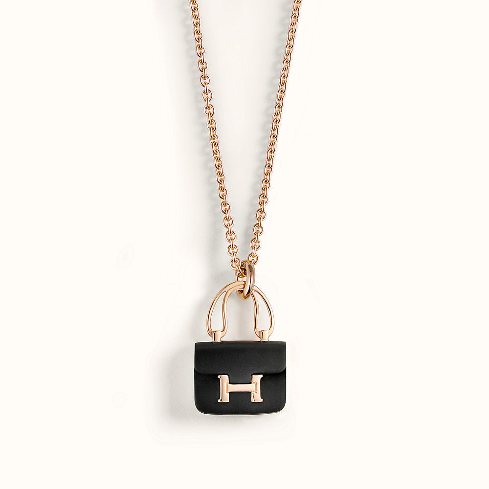 [Vellora-Opalyn]CONSTANCE BLACK PEDANT PINK GOLD NECKLACE