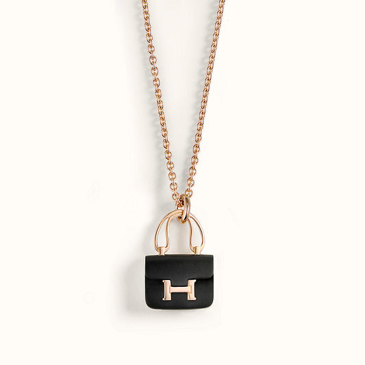 [Vellora-Opalyn]CONSTANCE BLACK PEDANT PINK GOLD NECKLACE