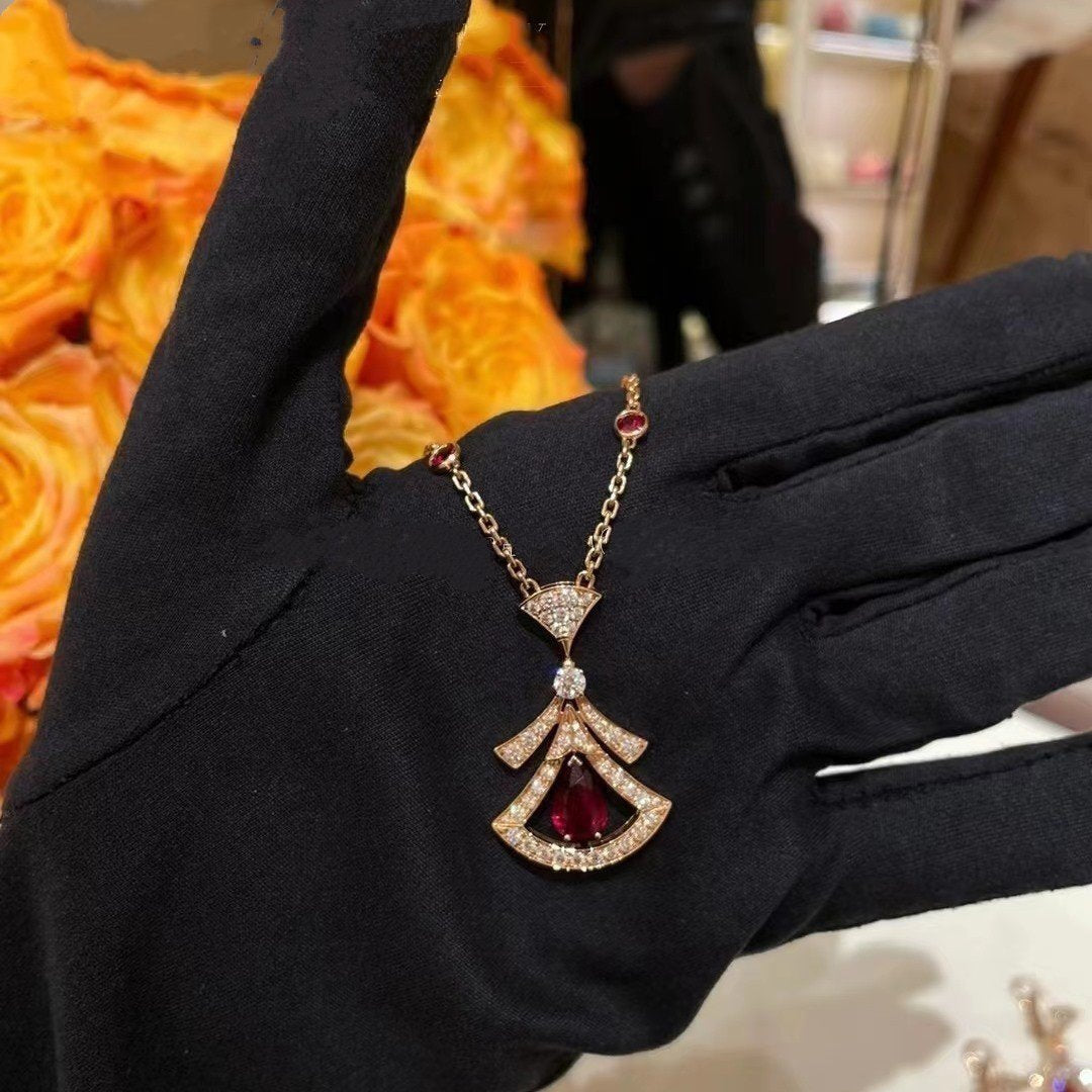 [Vellora-Opalyn]DREAM NECKLACE CARNELIAN DIAMOND PINK GOLD