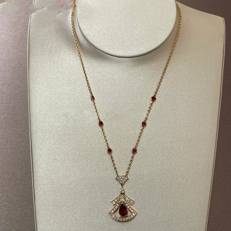 [Vellora-Opalyn]DREAM NECKLACE CARNELIAN DIAMOND PINK GOLD