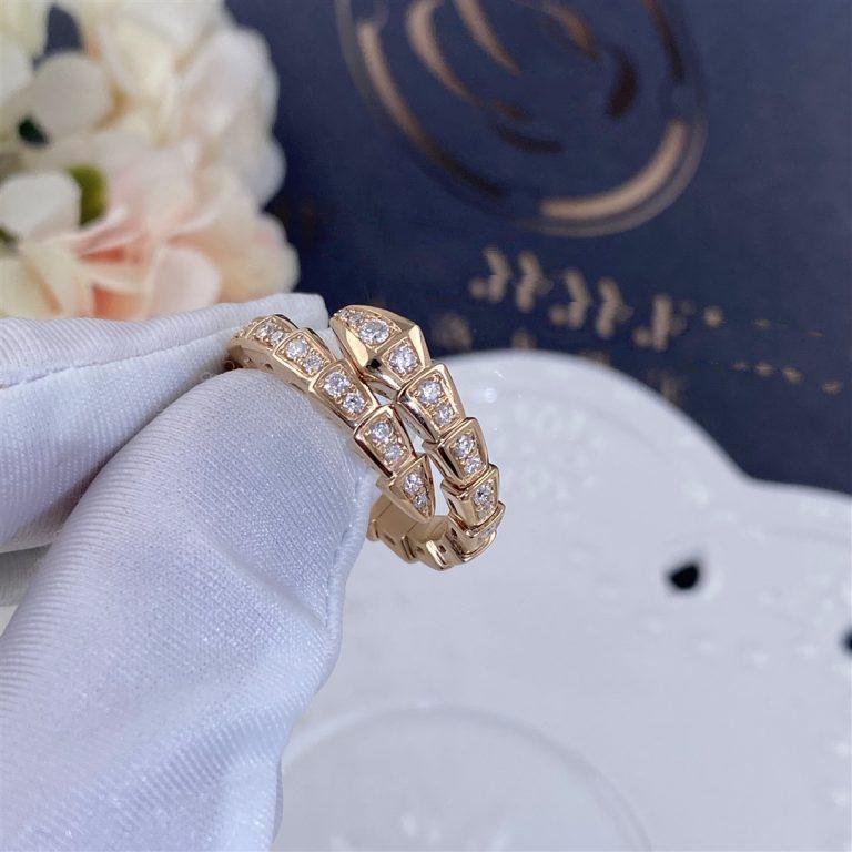 [Vellora-Opalyn]SERPENTI RING PINK GOLD DIAMOND PAVED 4MM