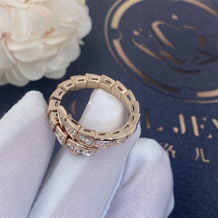 [Vellora-Opalyn]SERPENTI RING PINK GOLD DIAMOND PAVED 4MM