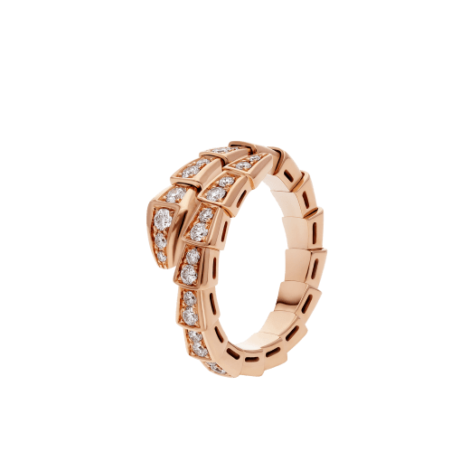 [Vellora-Opalyn]SERPENTI RING PINK GOLD DIAMOND PAVED 4MM