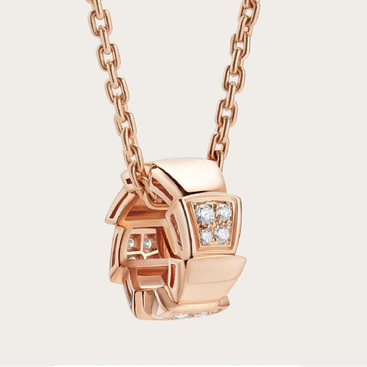 Vellora Opalyn SERPENTI PEDANT DIAMOND PINK GOLD NECKLACE