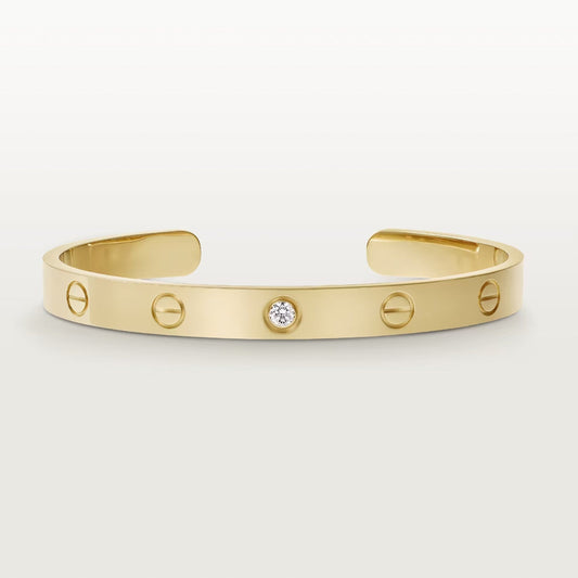 [Vellora-Opalyn]LOVE BRACELET 6.1MM 1 DIAMOND OPEN CUFF