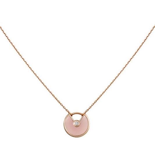 [Vellora-Opalyn]AMULETTE ROSE GOLD PINK MOP NECKLACE