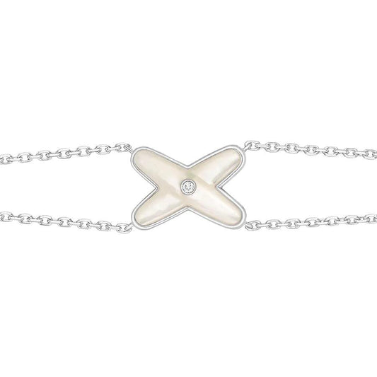 [Vellora-Opalyn]JEUX BRACELET WHITE MOP SILVER 1 DIAMOND