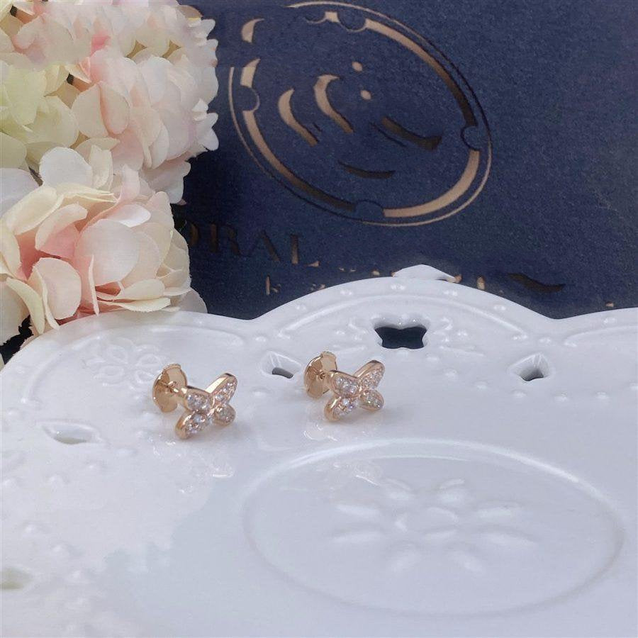 [Vellora-Opalyn]JEUX DE PINK GOLD DIAMOND EARRINGS