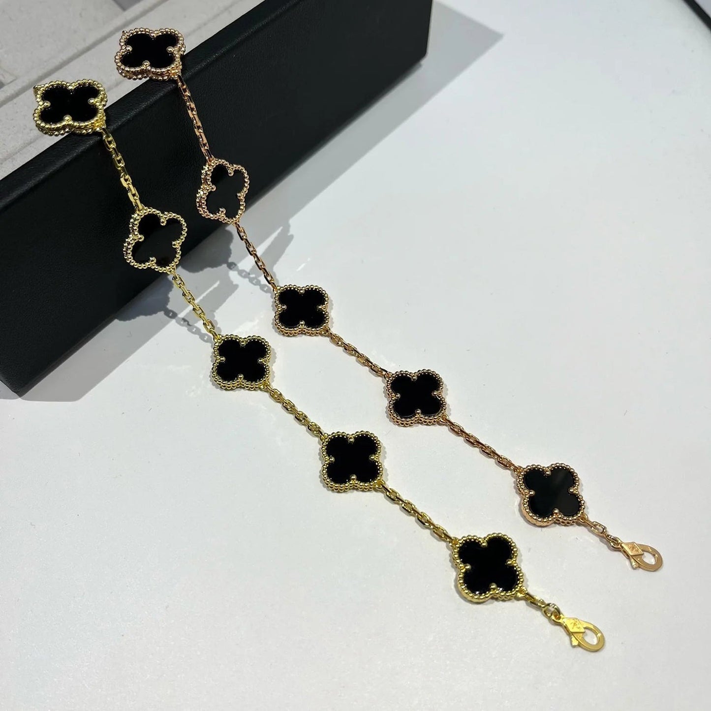 [Vellora-Opalyn]CLOVER  5 MOTIFS BLACK ONYX BRACELET