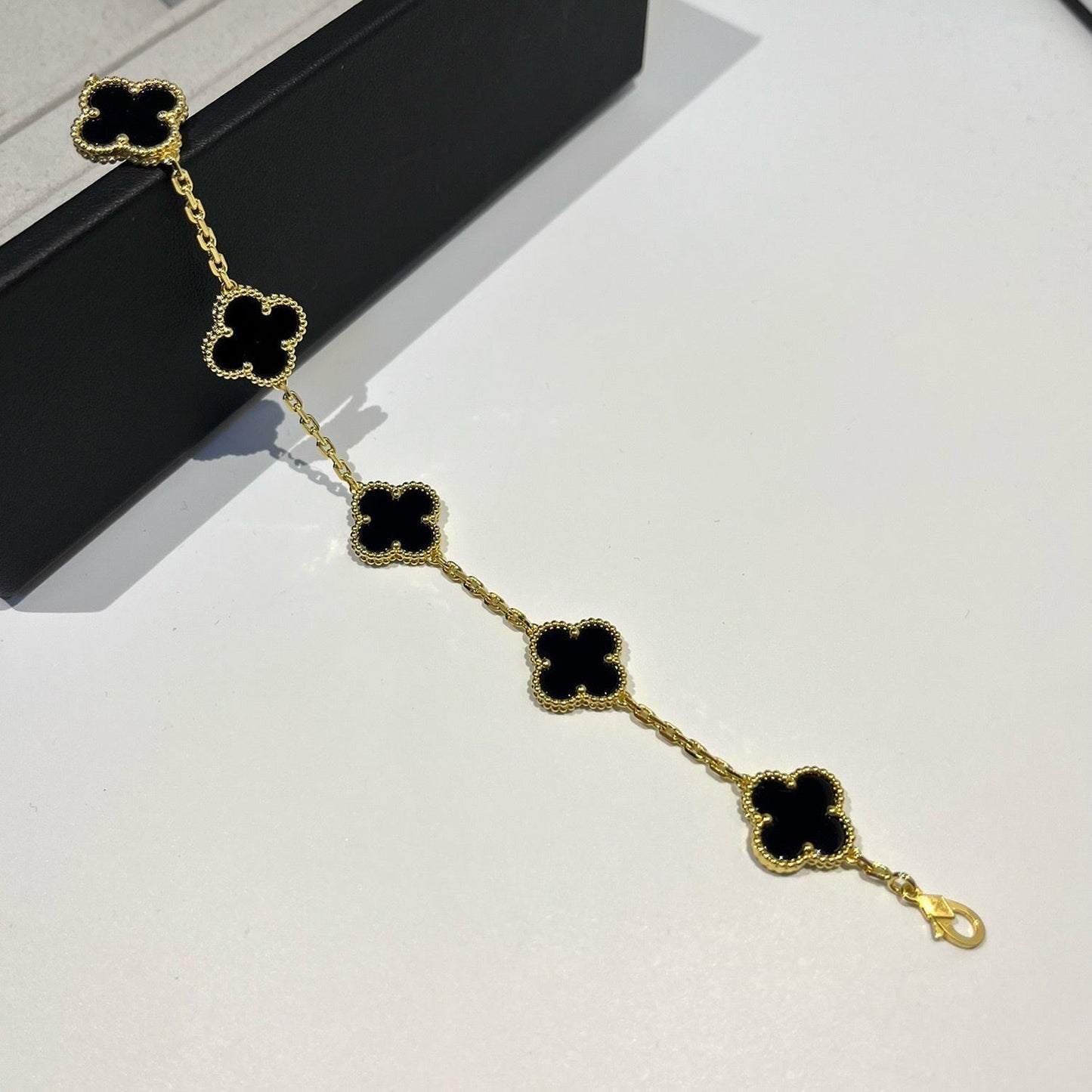 [Vellora-Opalyn]CLOVER  5 MOTIFS BLACK ONYX BRACELET