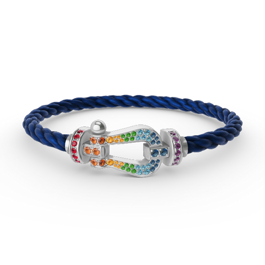 [Vellora-Opalyn]FORC LARGE HORSESHOE  COLORED DIAMOND BRACELET SILVER