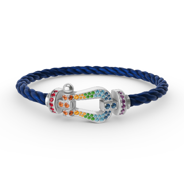 [Vellora Opalyn] FORC LARGE HORSESHOE  COLORED DIAMOND BRACELET SILVER