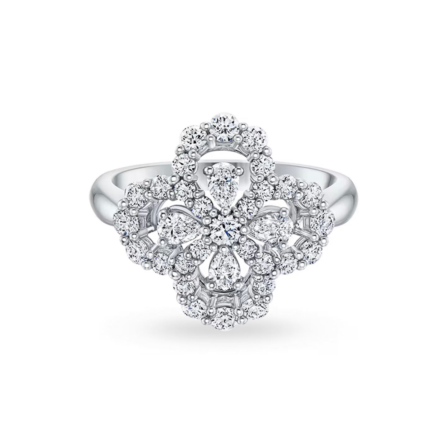 [Vellora-Opalyn]LOOP RING FULL MOTIF DIAMOND 16MM SILVE