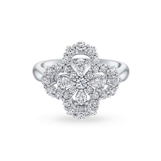 [Vellora-Opalyn]LOOP RING FULL MOTIF DIAMOND 16MM SILVE