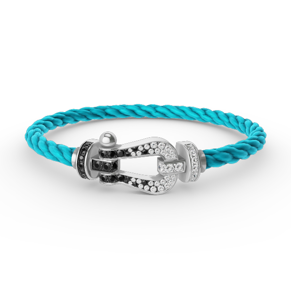 [Vellora-Opalyn]FORCE LARGE HORSESHOE BLACK WHITE DIAMOND BRACELET SILVER