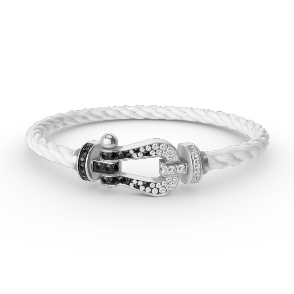 [Vellora-Opalyn]FORCE LARGE HORSESHOE BLACK WHITE DIAMOND BRACELET SILVER