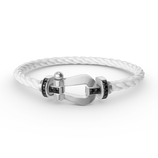 [Vellora-Opalyn]FORCE LARGE HORSESHOE BLACK DIAMOND BRACELET SILVER