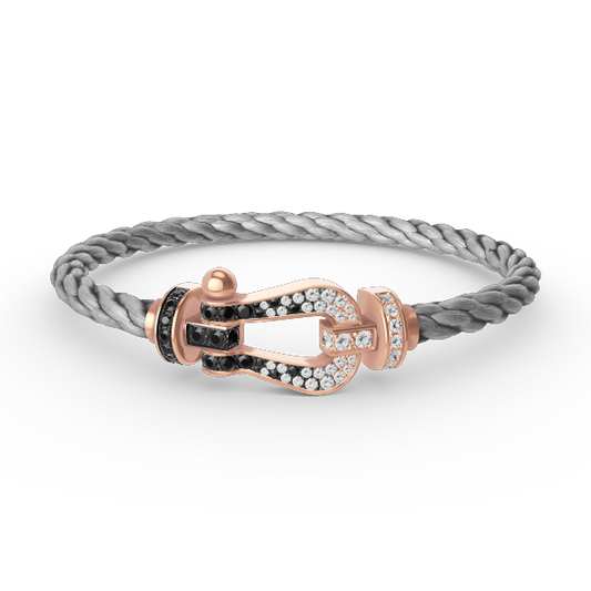 [Vellora-Opalyn]FORCE LARGE HORSESHOE BLACK WHITE DIAMOND BRACELET ROSE GOLD