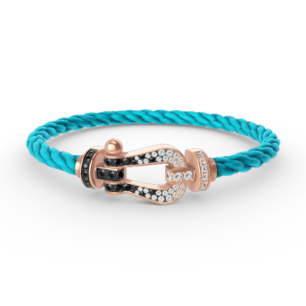 [Vellora-Opalyn]FORCE LARGE HORSESHOE BLACK WHITE DIAMOND BRACELET ROSE GOLD