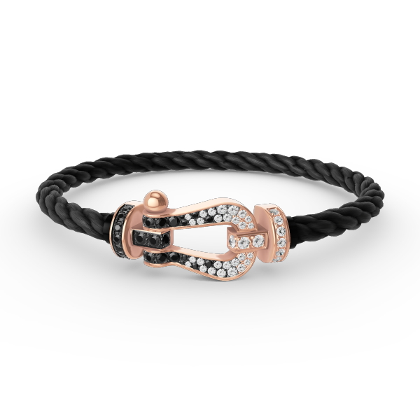[Vellora-Opalyn]FORCE LARGE HORSESHOE BLACK WHITE DIAMOND BRACELET ROSE GOLD