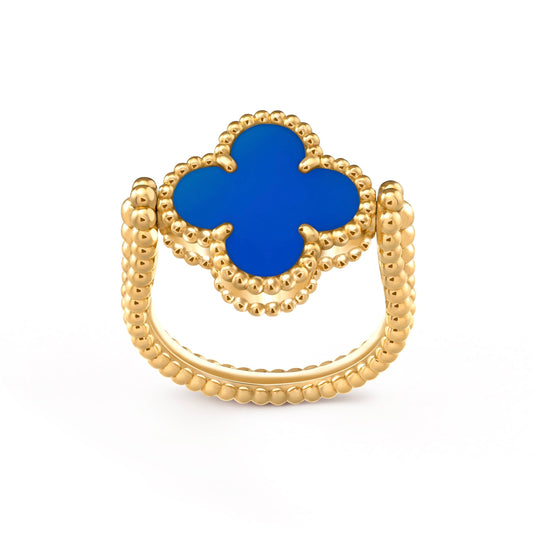 [Vellora-Opalyn]CLOVER RIVERSIBLE BLUE AGATE RING