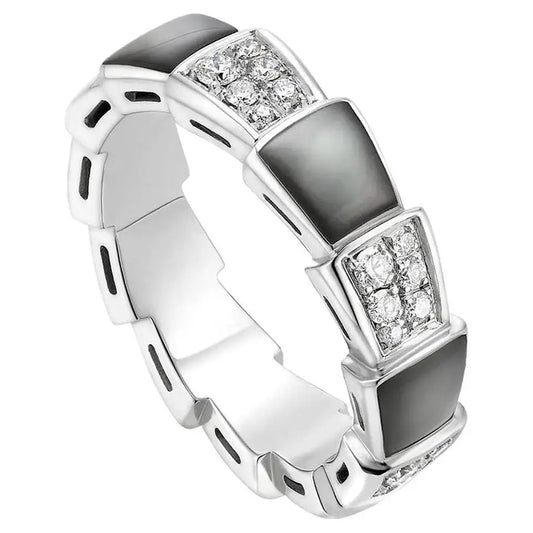 [Vellora-Opalyn]SERPENTI RING SILVER DIAMOND BLACK MOP 4MM