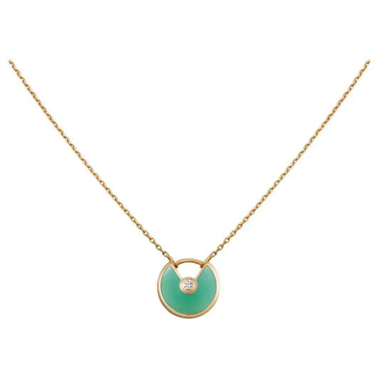 [Vellora-Opalyn]AMULETTE GOLD MALACHITE NECKLACE