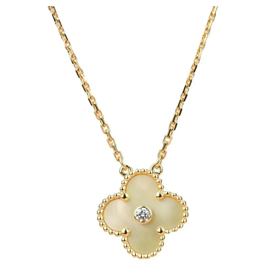 [Vellora-Opalyn]CLOVER 15MM DIAMOND GOLD MOTHER OF PEARL NECKLACE