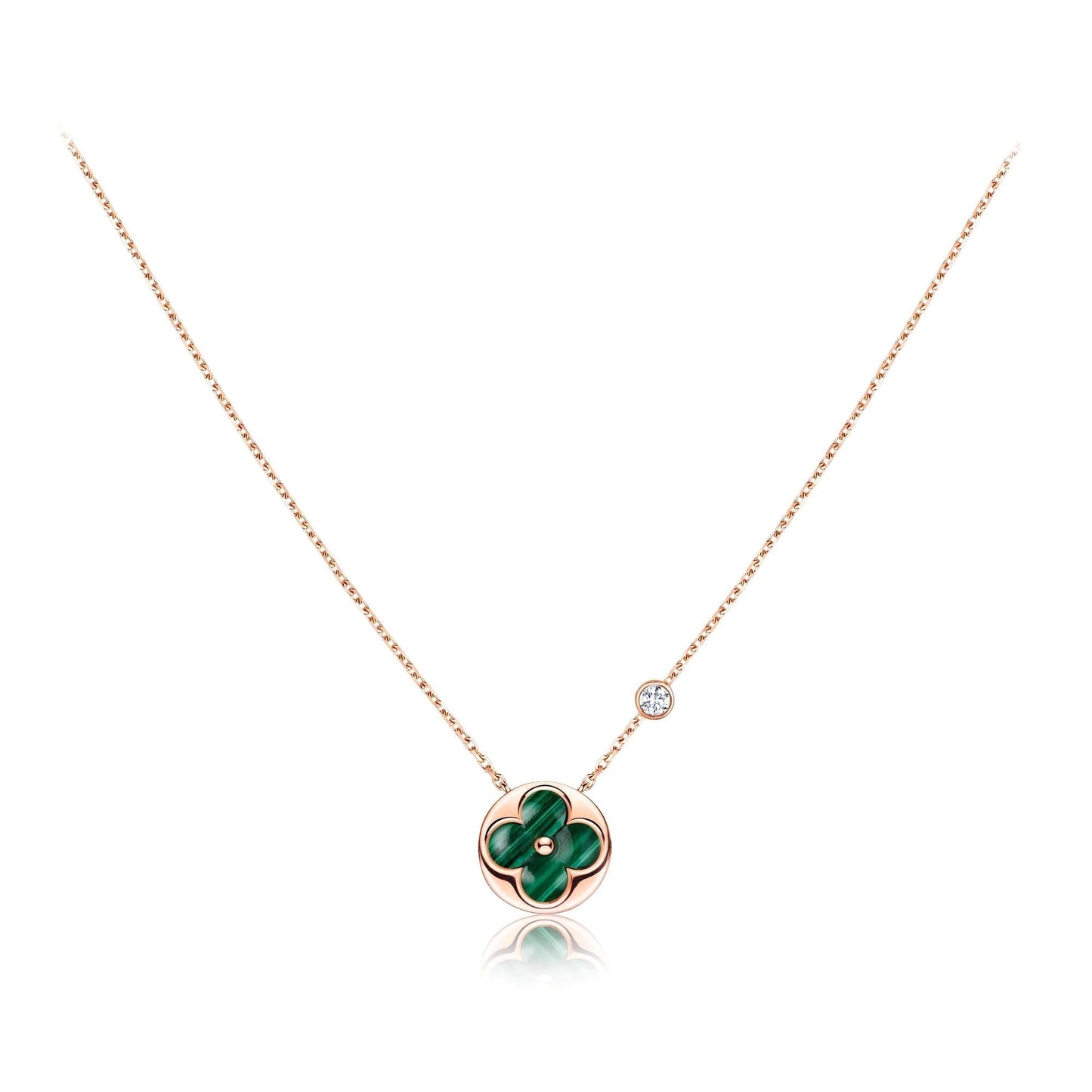 [Vellora-Opalyn]SUN PEDANT PINK GOLD 1 DIAMOND NECKLACE