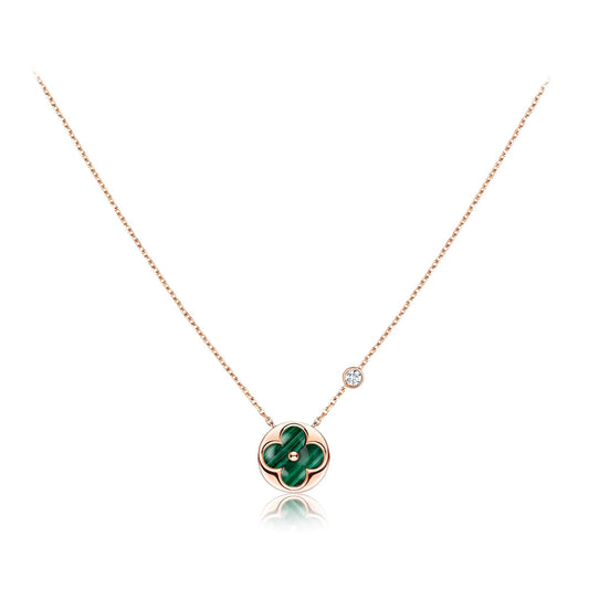 [Vellora-Opalyn]SUN PEDANT PINK GOLD 1 DIAMOND NECKLACE