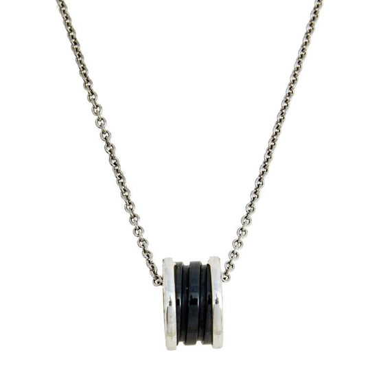 [Vellora-Opalyn]ZERO 1 BLACK CERAMIC SILVER NECKLACE