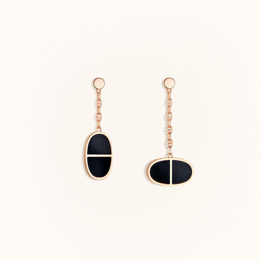 [Vellora-Opalyn]CHAINE VERSO BLACK CERAMIC EARRINGS