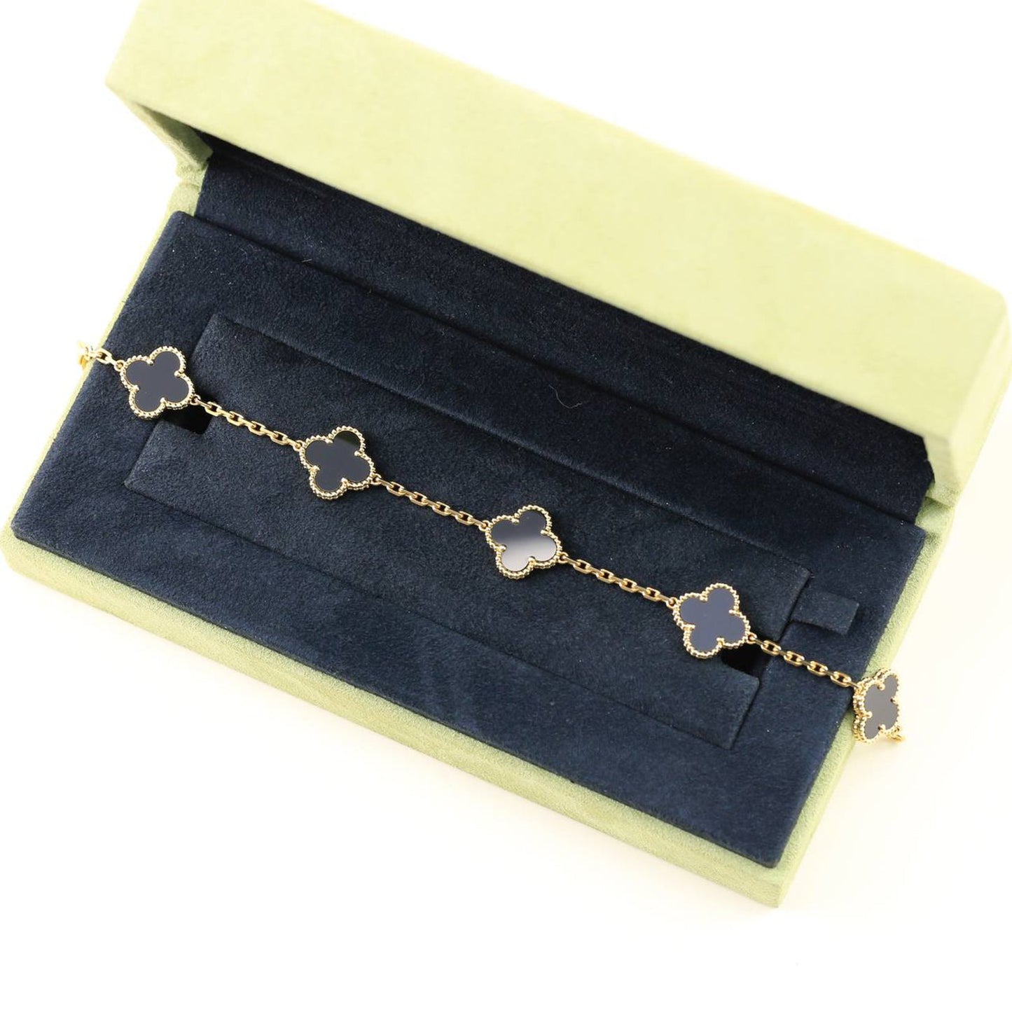 [Vellora-Opalyn]CLOVER  5 MOTIFS BLACK ONYX BRACELET