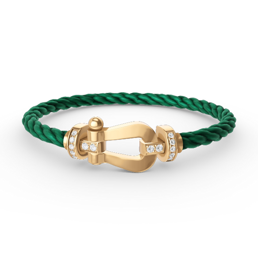 [Vellora-Opalyn]FORCE LARGE HORSESHOE HALF DIAMOND BRACELET GOLD