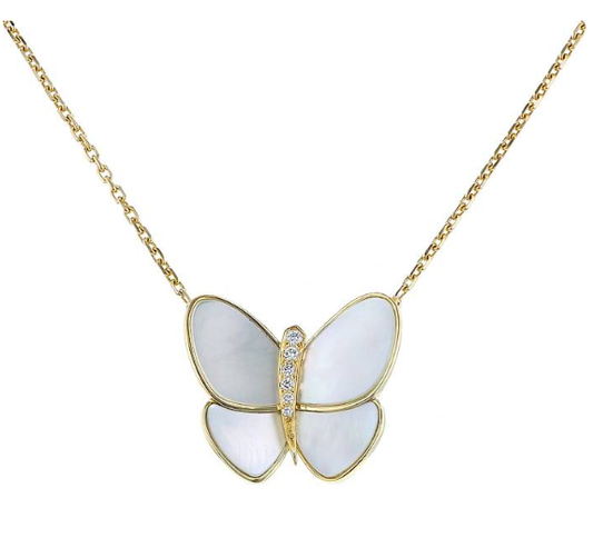 [Vellora-Opalyn]BUTTERFLY GOLD MOP DIAMOND NECKLACE