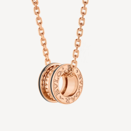 [Vellora-Opalyn]ZERO 1 ROCK PEDANT PINK GOLD BLACK NECKLACE