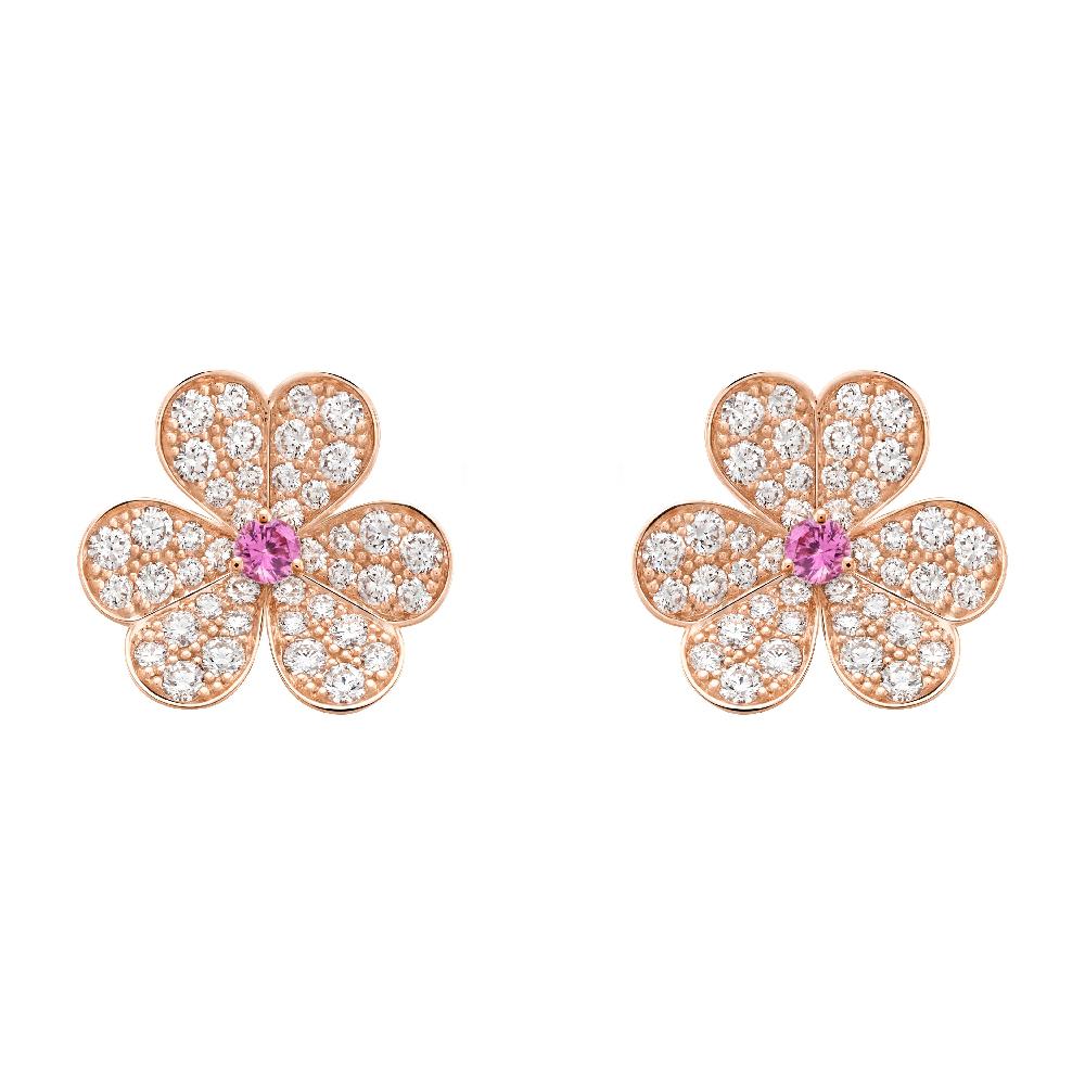 [Vellora-Opalyn]FRIVOLE PINK GOLD FLOWER DIAMOND EARRINGS