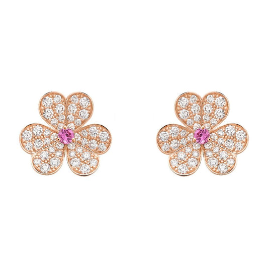[Vellora-Opalyn]FRIVOLE PINK GOLD FLOWER DIAMOND EARRINGS