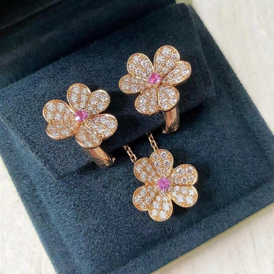 [Vellora-Opalyn]FRIVOLE PINK GOLD FLOWER DIAMOND EARRINGS