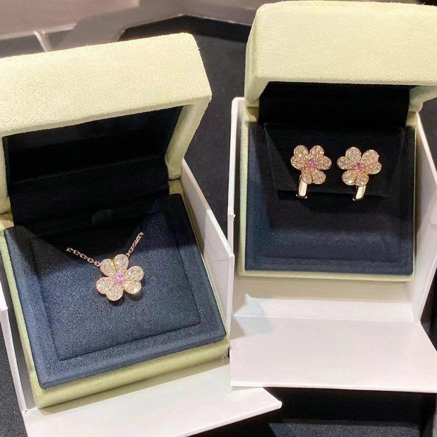 [Vellora-Opalyn]FRIVOLE PINK GOLD FLOWER DIAMOND EARRINGS
