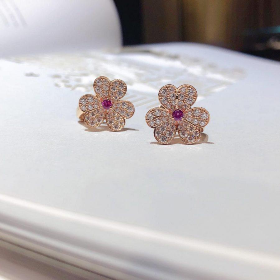 [Vellora-Opalyn]FRIVOLE PINK GOLD FLOWER DIAMOND EARRINGS