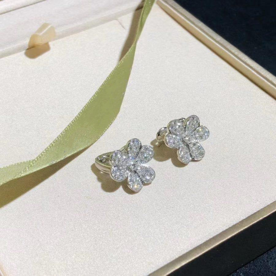 [Vellora-Opalyn]FRIVOLE SILVER FLOWER DIAMOND EARRINGS