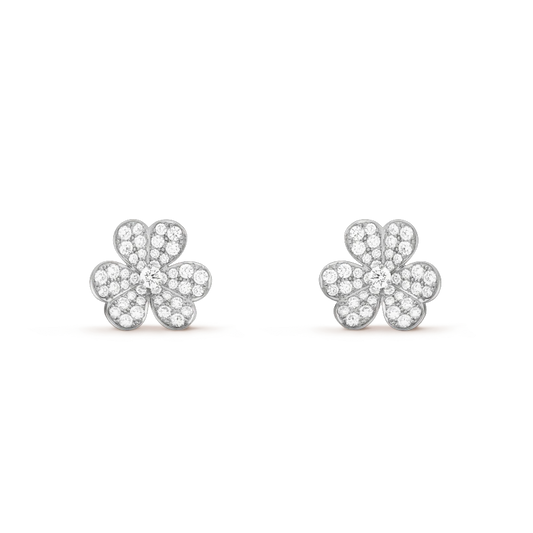 [Vellora-Opalyn]FRIVOLE SILVER FLOWER DIAMOND EARRINGS