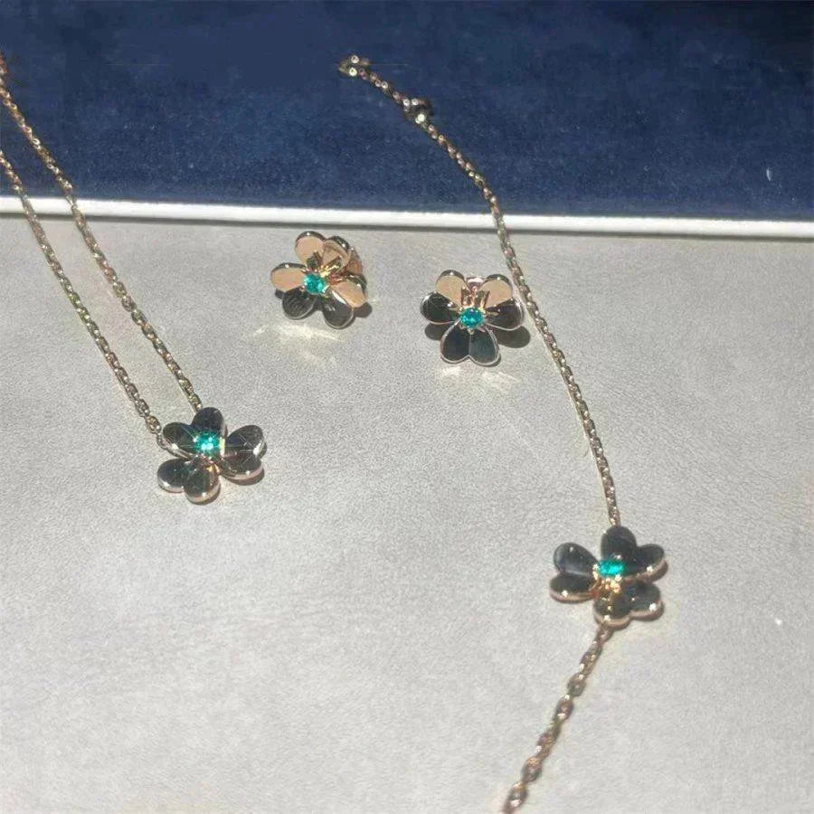 [Vellora-Opalyn]FRIVOLE  FLOWER MALACHITE EARRINGS