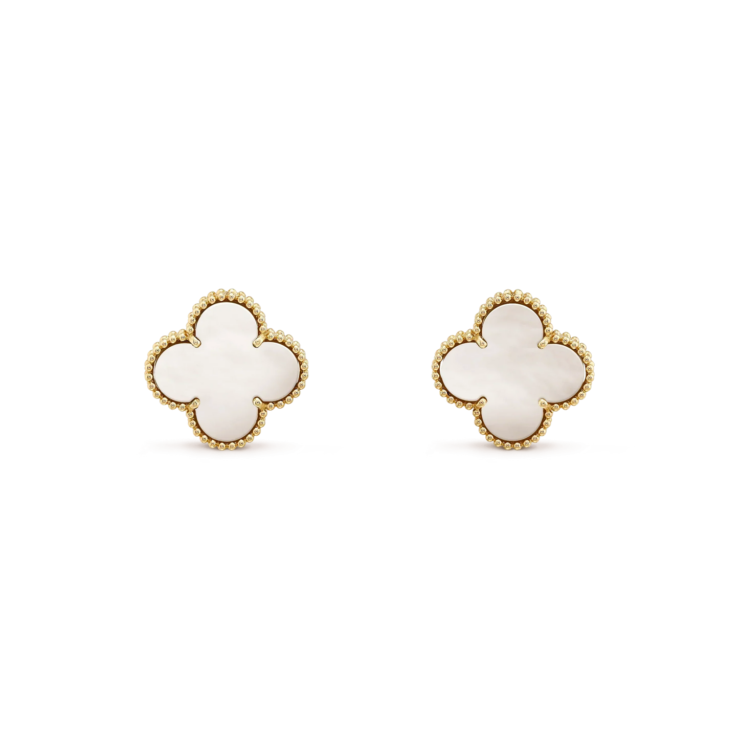 [Vellora-Opalyn]CLOVER MEDIUM 1 MOTIFS  WHITE MOP STUD EARRINGS