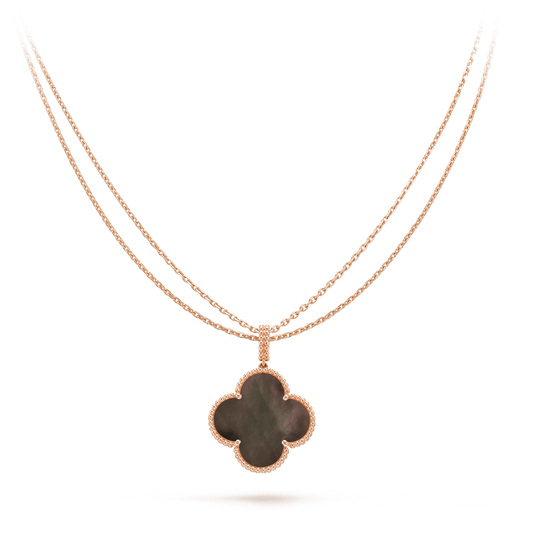 [Vellora-Opalyn]CLOVER 25MM GOLD DARK MOP BIG CLOVER NECKLACE